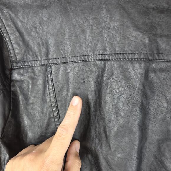 Vintage Moto Jacket Paris Blues Black 2XL 90s Vegan Leather Y2k Goth Biker Bike - Picture 14 of 14